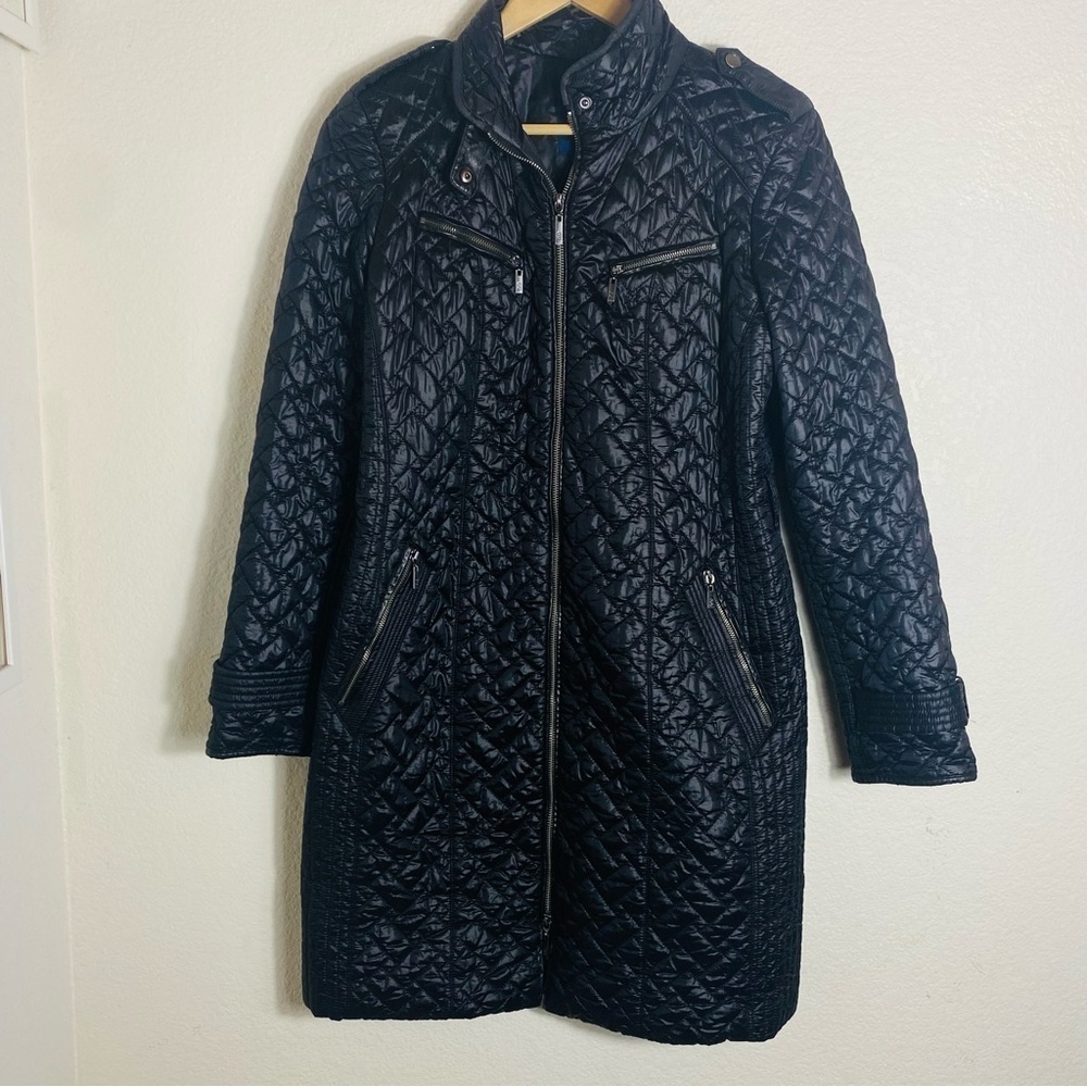 Cole Haan Quilted Long Full Zip Coat Size: M